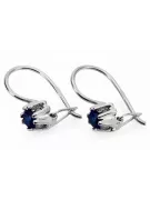 Sterling silver 925 14k 583 Sapphire earrings vec053s Russian Soviet USSR Vintage craft Art Deco style